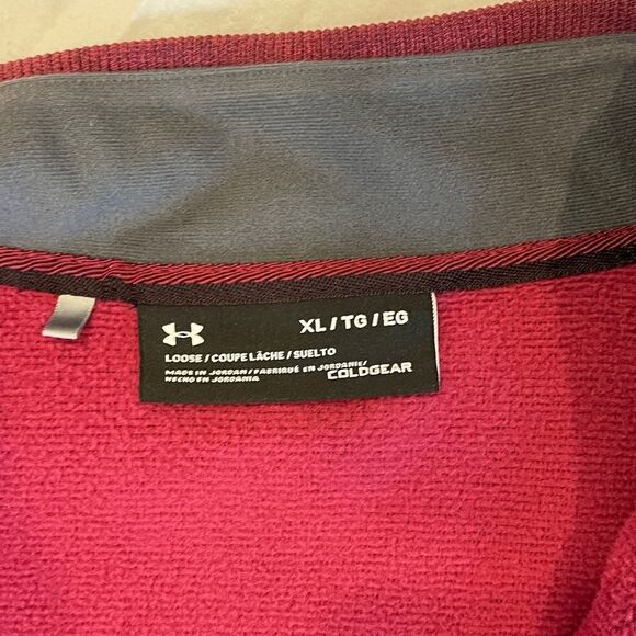 Under Armour Cranberry Wine Loose Fit Cold Gear 1/4 Zip Pullover XL - Picture 2 of 9